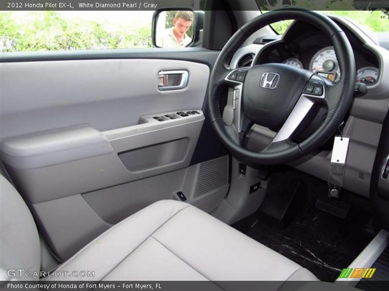 White Diamond Pearl / Gray 2012 Honda Pilot EX-L