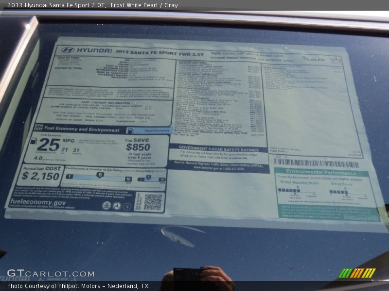  2013 Santa Fe Sport 2.0T Window Sticker