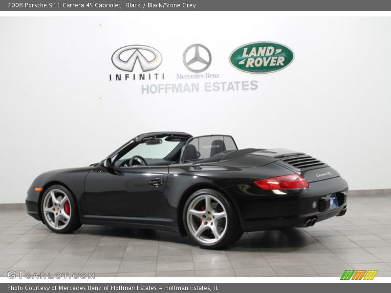 Black / Black/Stone Grey 2008 Porsche 911 Carrera 4S Cabriolet