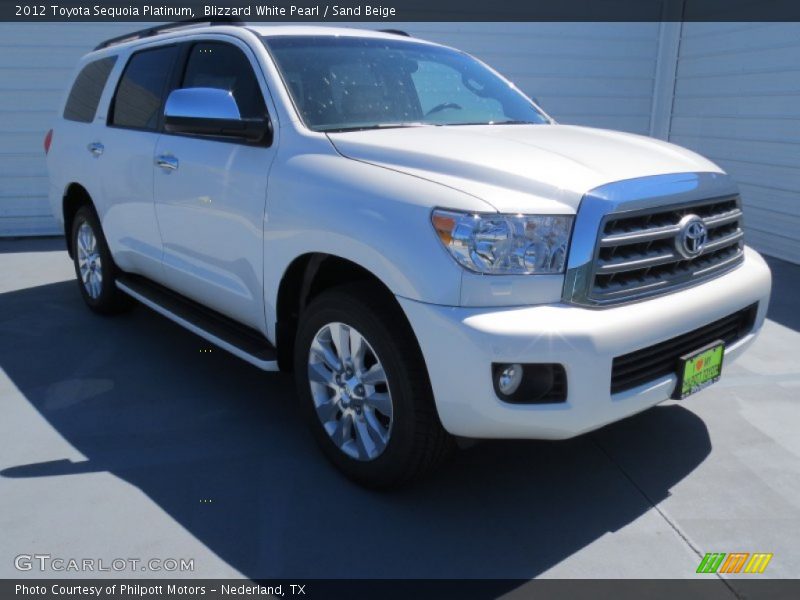 Blizzard White Pearl / Sand Beige 2012 Toyota Sequoia Platinum