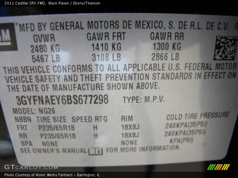 Black Raven / Ebony/Titanium 2011 Cadillac SRX FWD