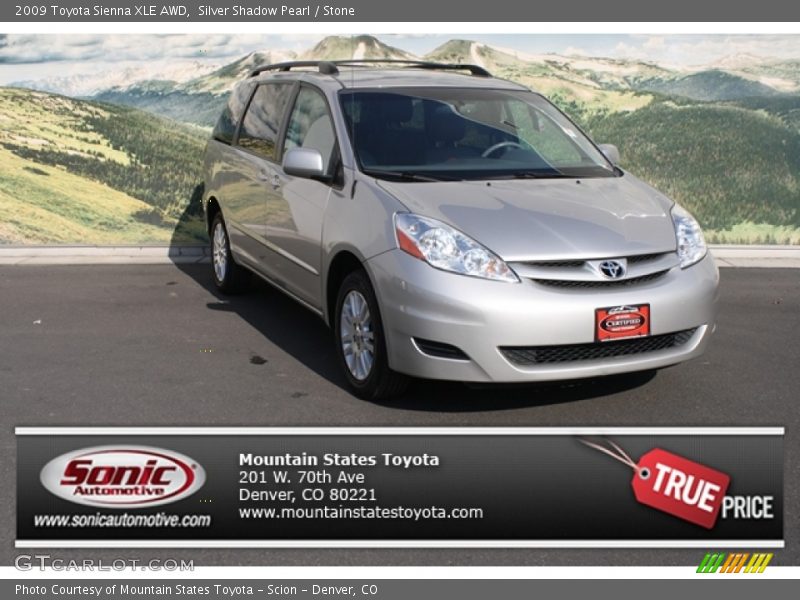 Silver Shadow Pearl / Stone 2009 Toyota Sienna XLE AWD