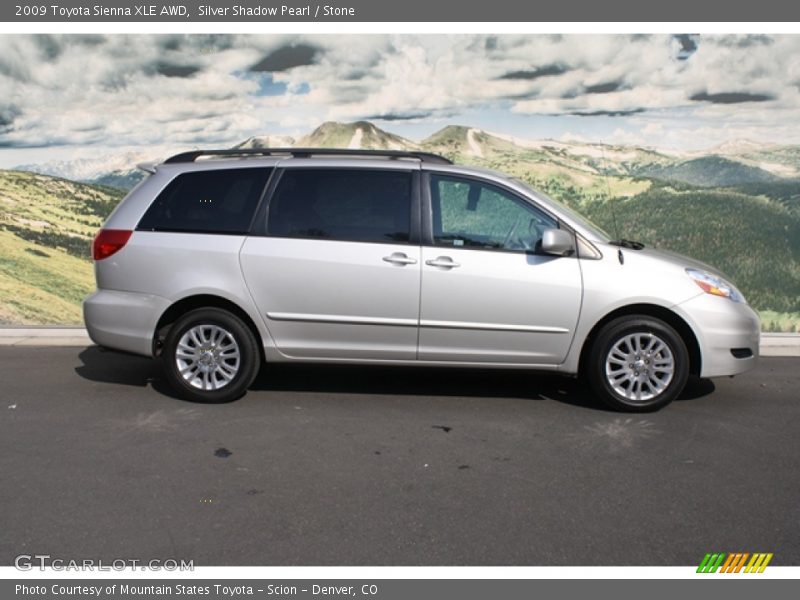 Silver Shadow Pearl / Stone 2009 Toyota Sienna XLE AWD