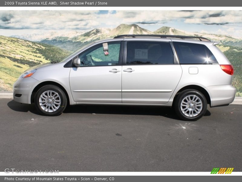 Silver Shadow Pearl / Stone 2009 Toyota Sienna XLE AWD