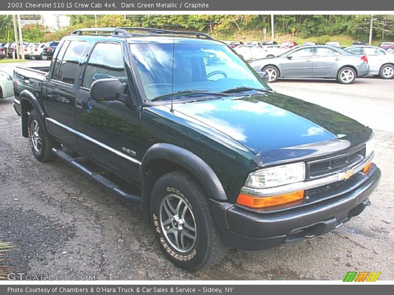 Dark Green Metallic / Graphite 2003 Chevrolet S10 LS Crew Cab 4x4