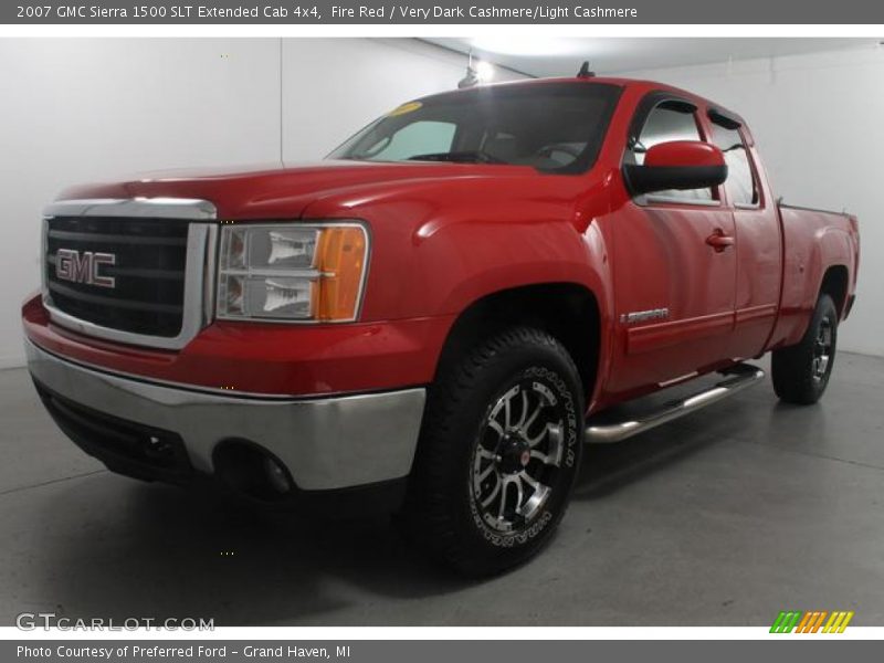 Fire Red / Very Dark Cashmere/Light Cashmere 2007 GMC Sierra 1500 SLT Extended Cab 4x4