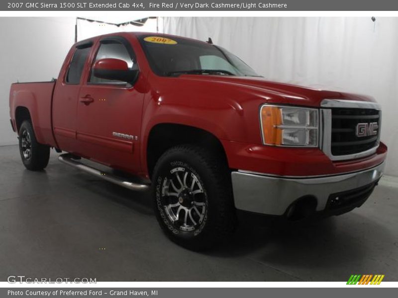Fire Red / Very Dark Cashmere/Light Cashmere 2007 GMC Sierra 1500 SLT Extended Cab 4x4