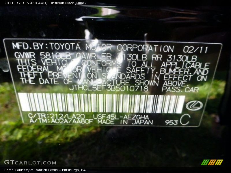 Obsidian Black / Black 2011 Lexus LS 460 AWD