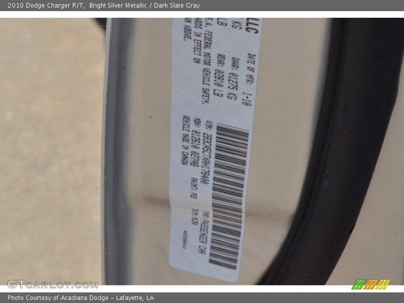 Bright Silver Metallic / Dark Slate Gray 2010 Dodge Charger R/T
