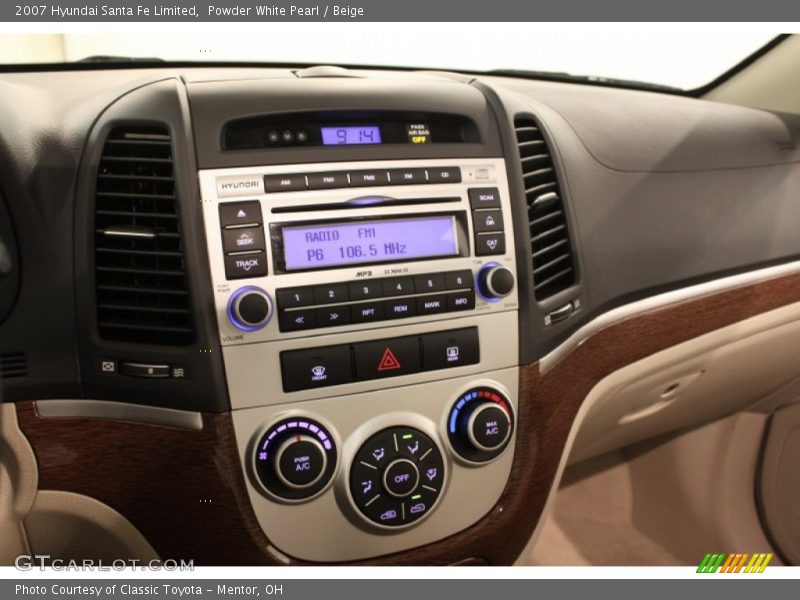 Powder White Pearl / Beige 2007 Hyundai Santa Fe Limited