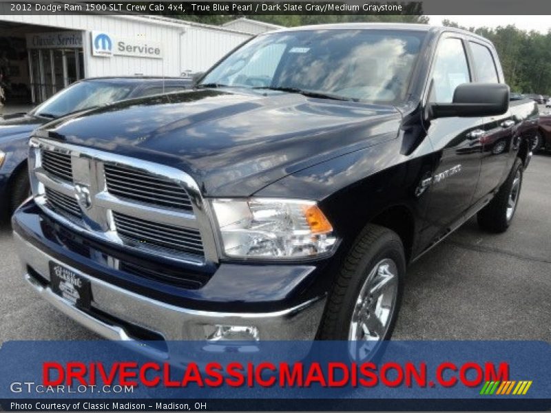 True Blue Pearl / Dark Slate Gray/Medium Graystone 2012 Dodge Ram 1500 SLT Crew Cab 4x4