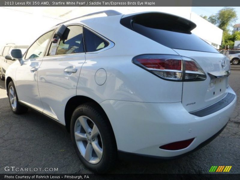 Starfire White Pearl / Saddle Tan/Espresso Birds Eye Maple 2013 Lexus RX 350 AWD