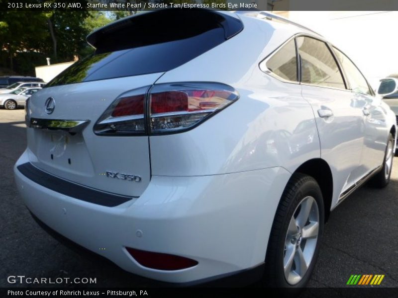 Starfire White Pearl / Saddle Tan/Espresso Birds Eye Maple 2013 Lexus RX 350 AWD