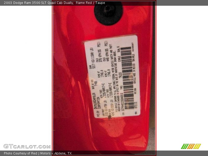 Flame Red / Taupe 2003 Dodge Ram 3500 SLT Quad Cab Dually