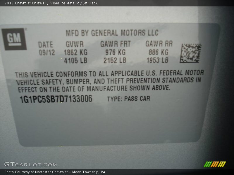 Silver Ice Metallic / Jet Black 2013 Chevrolet Cruze LT