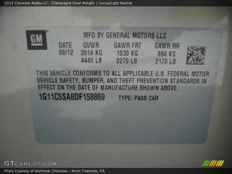 Champagne Silver Metallic / Cocoa/Light Neutral 2013 Chevrolet Malibu LT