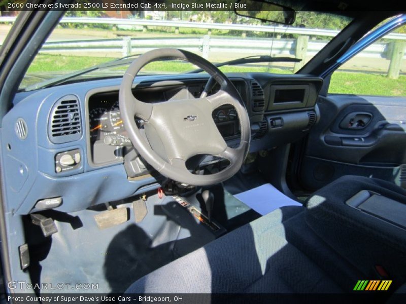 Indigo Blue Metallic / Blue 2000 Chevrolet Silverado 2500 LS Extended Cab 4x4