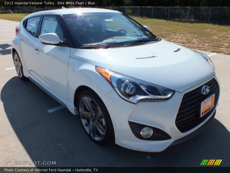 Elite White Pearl / Blue 2013 Hyundai Veloster Turbo