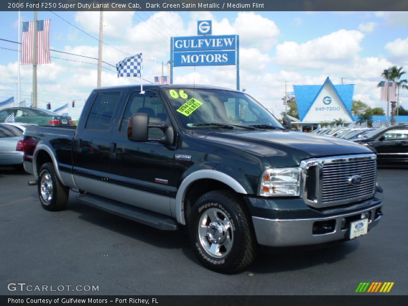 Dark Green Satin Metallic / Medium Flint 2006 Ford F250 Super Duty Lariat Crew Cab