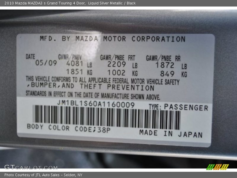 Liquid Silver Metallic / Black 2010 Mazda MAZDA3 s Grand Touring 4 Door