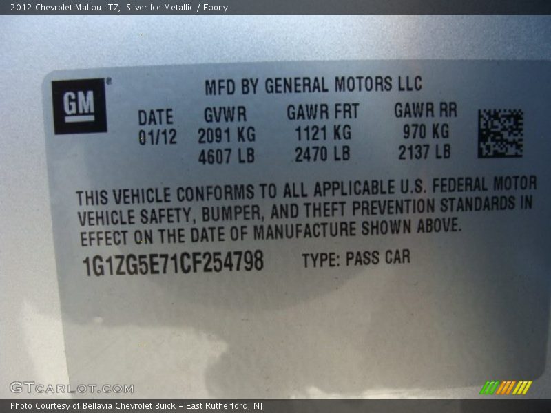 Silver Ice Metallic / Ebony 2012 Chevrolet Malibu LTZ