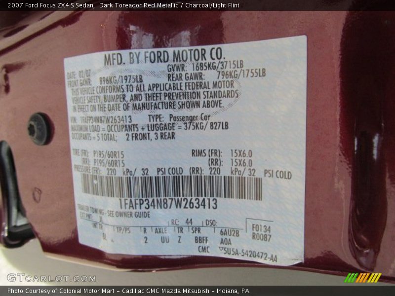 Dark Toreador Red Metallic / Charcoal/Light Flint 2007 Ford Focus ZX4 S Sedan