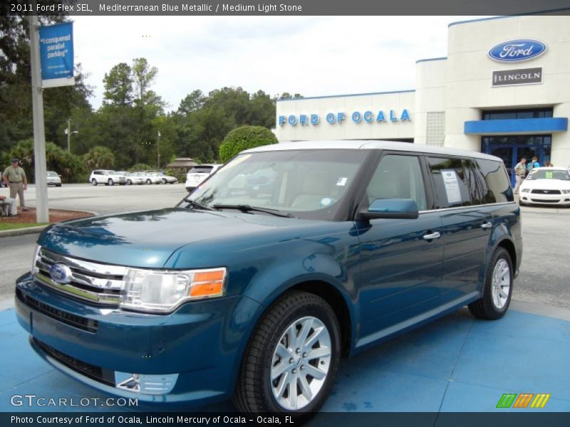 Mediterranean Blue Metallic / Medium Light Stone 2011 Ford Flex SEL