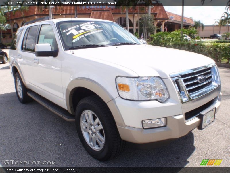 White Platinum Tri-Coat / Camel 2010 Ford Explorer Eddie Bauer