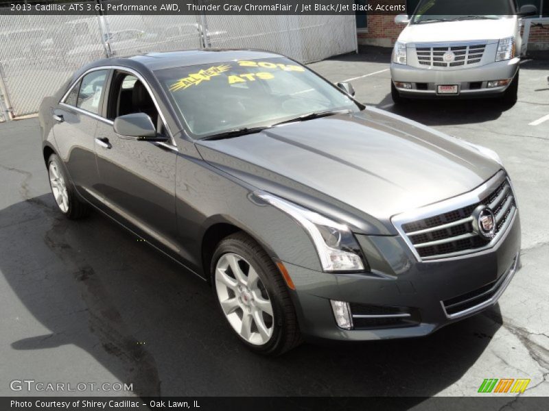 Thunder Gray ChromaFlair / Jet Black/Jet Black Accents 2013 Cadillac ATS 3.6L Performance AWD