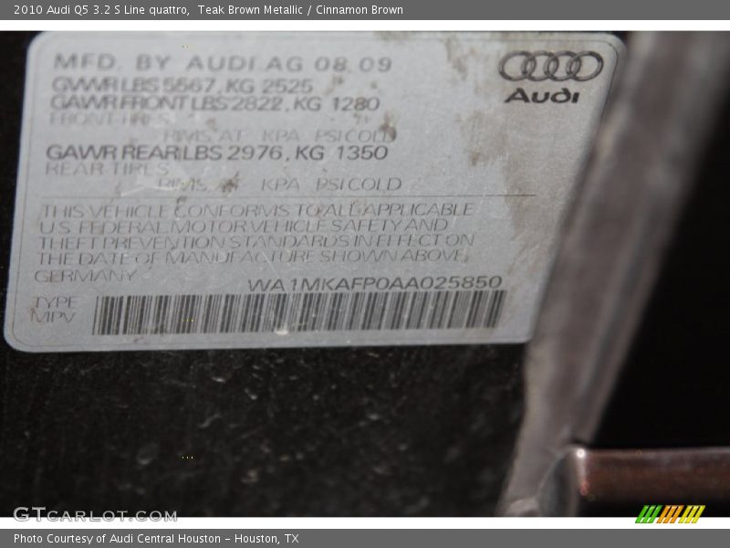 Teak Brown Metallic / Cinnamon Brown 2010 Audi Q5 3.2 S Line quattro