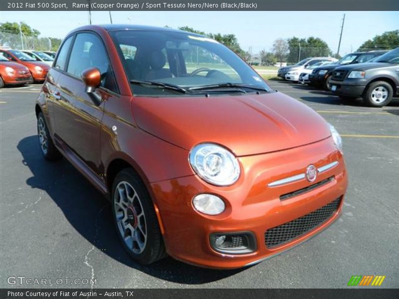 Rame (Copper Orange) / Sport Tessuto Nero/Nero (Black/Black) 2012 Fiat 500 Sport