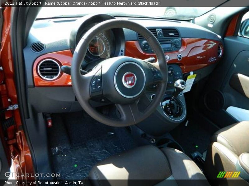 Rame (Copper Orange) / Sport Tessuto Nero/Nero (Black/Black) 2012 Fiat 500 Sport