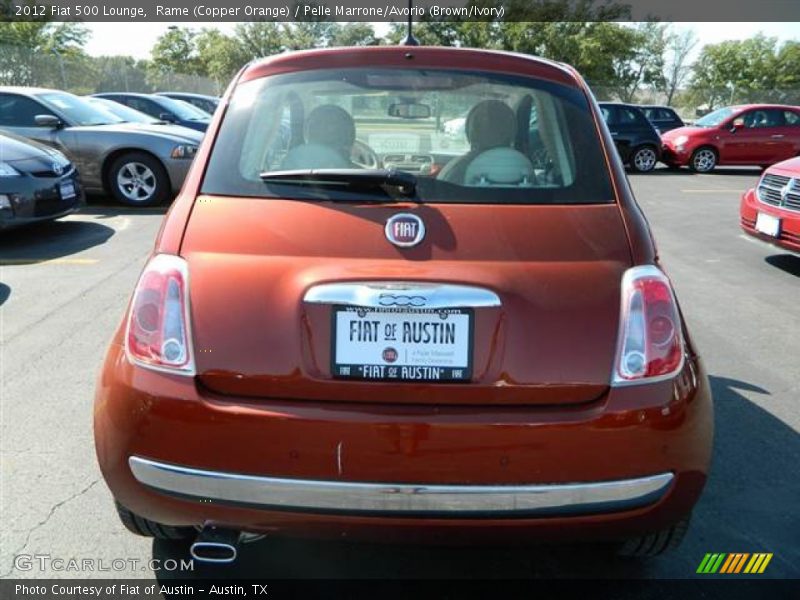 Rame (Copper Orange) / Pelle Marrone/Avorio (Brown/Ivory) 2012 Fiat 500 Lounge