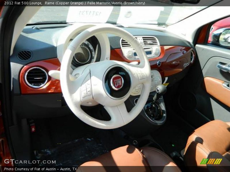 Rame (Copper Orange) / Pelle Marrone/Avorio (Brown/Ivory) 2012 Fiat 500 Lounge