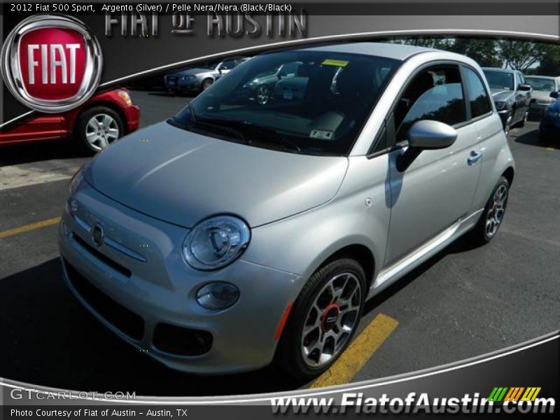 Argento (Silver) / Pelle Nera/Nera (Black/Black) 2012 Fiat 500 Sport