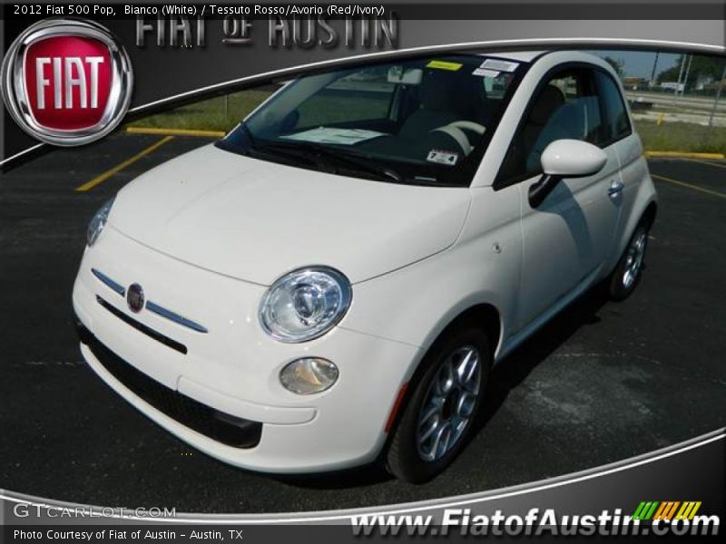 Bianco (White) / Tessuto Rosso/Avorio (Red/Ivory) 2012 Fiat 500 Pop