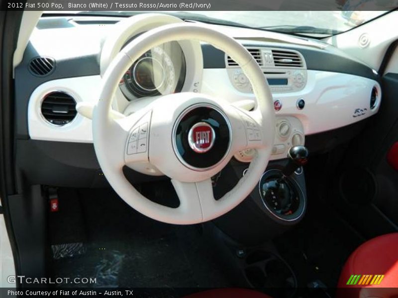 Bianco (White) / Tessuto Rosso/Avorio (Red/Ivory) 2012 Fiat 500 Pop
