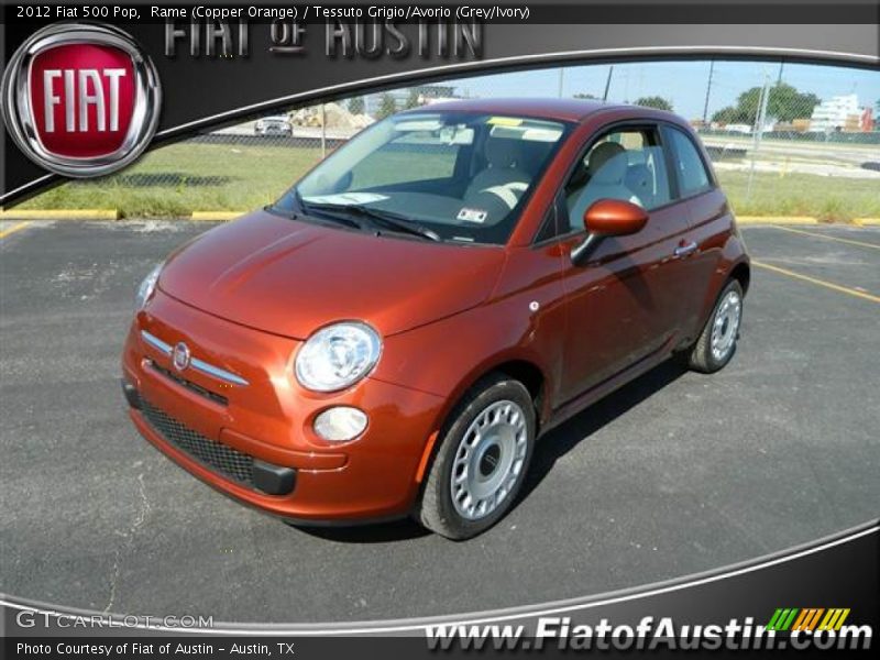 Rame (Copper Orange) / Tessuto Grigio/Avorio (Grey/Ivory) 2012 Fiat 500 Pop