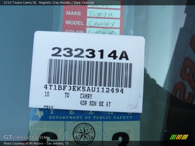 Magnetic Gray Metallic / Dark Charcoal 2010 Toyota Camry SE