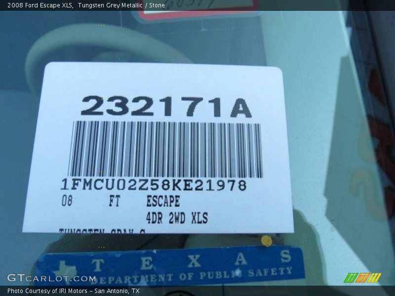 Tungsten Grey Metallic / Stone 2008 Ford Escape XLS