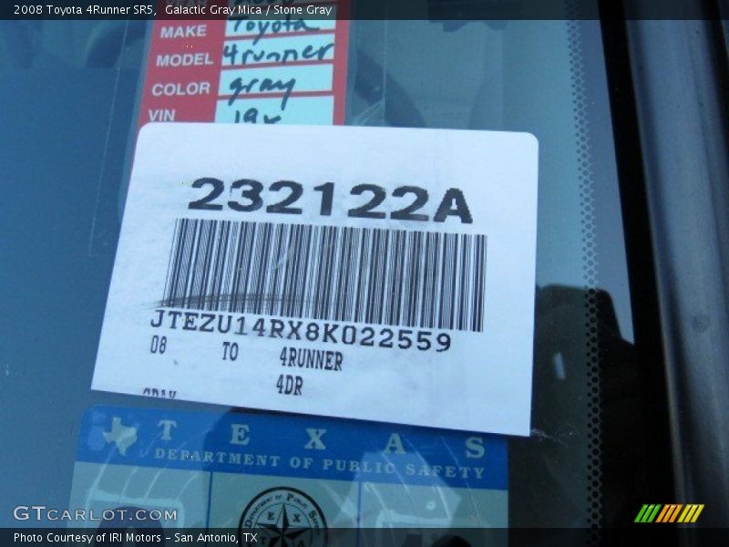 Galactic Gray Mica / Stone Gray 2008 Toyota 4Runner SR5
