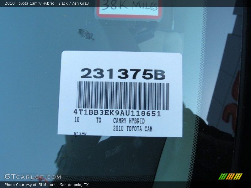 Black / Ash Gray 2010 Toyota Camry Hybrid