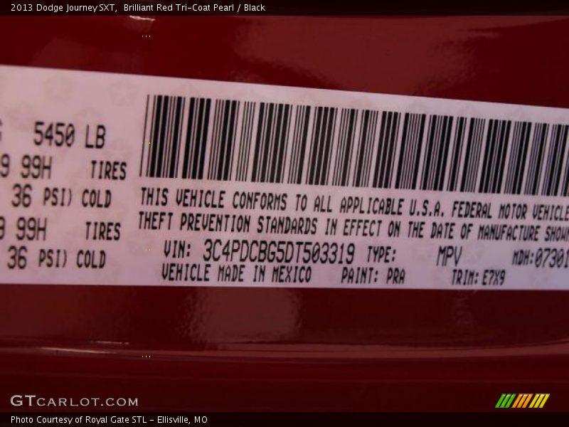 Brilliant Red Tri-Coat Pearl / Black 2013 Dodge Journey SXT