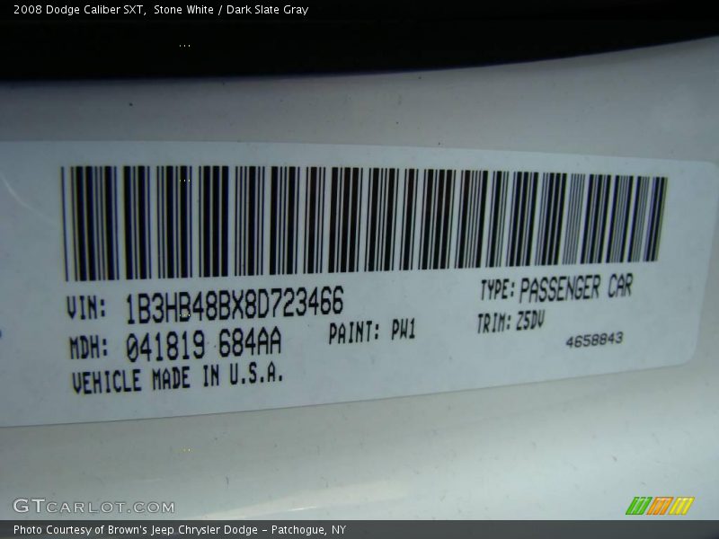 Stone White / Dark Slate Gray 2008 Dodge Caliber SXT