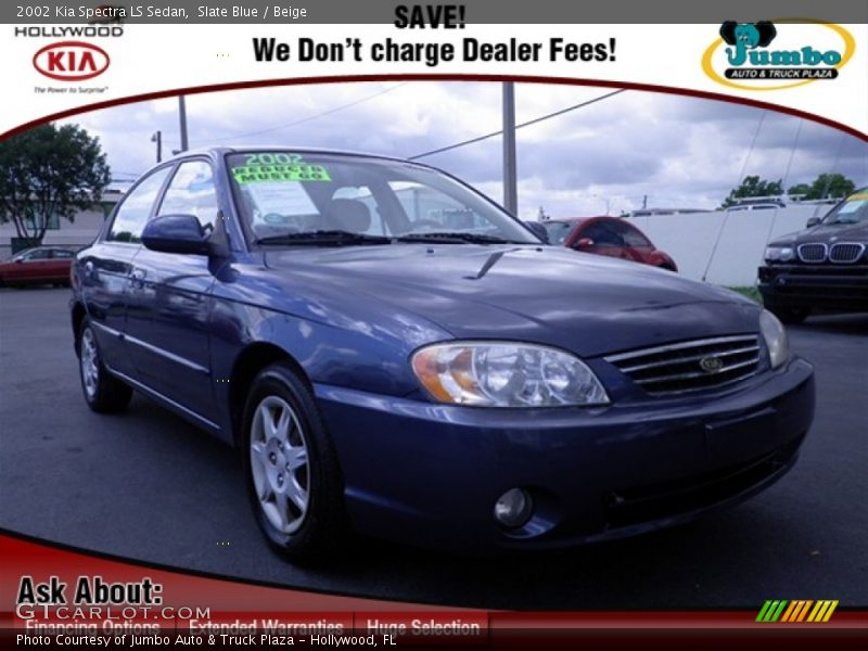 Slate Blue / Beige 2002 Kia Spectra LS Sedan