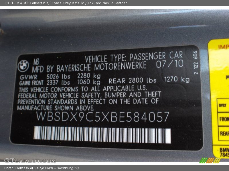 Space Gray Metallic / Fox Red Novillo Leather 2011 BMW M3 Convertible