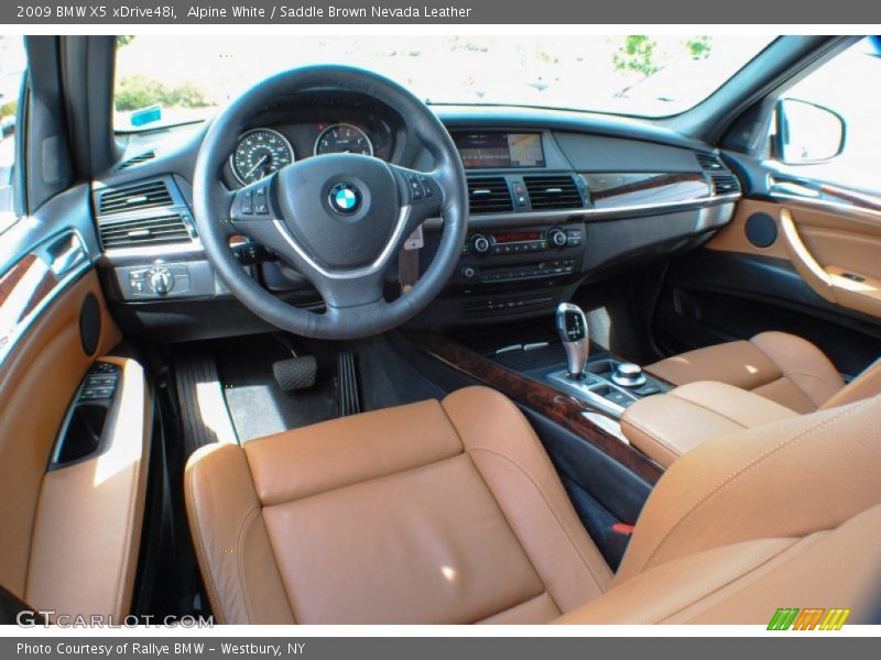 Alpine White / Saddle Brown Nevada Leather 2009 BMW X5 xDrive48i