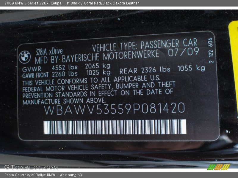 Jet Black / Coral Red/Black Dakota Leather 2009 BMW 3 Series 328xi Coupe