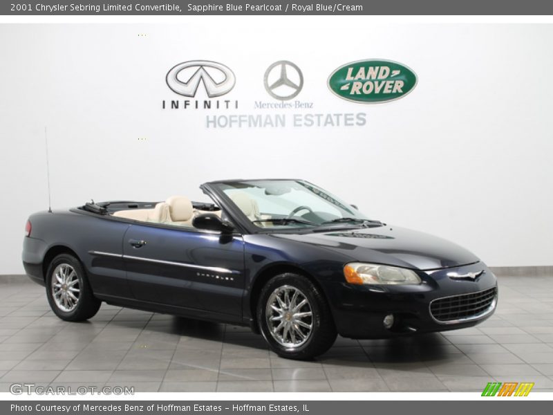 Sapphire Blue Pearlcoat / Royal Blue/Cream 2001 Chrysler Sebring Limited Convertible