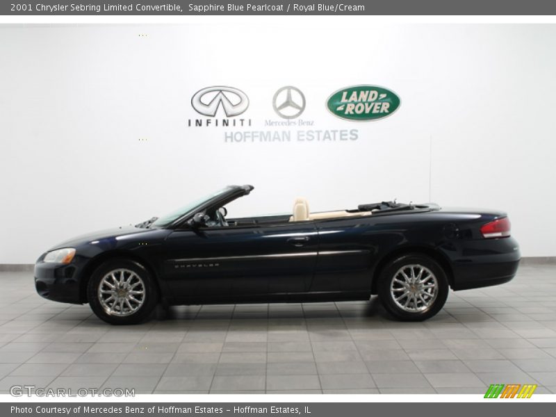Sapphire Blue Pearlcoat / Royal Blue/Cream 2001 Chrysler Sebring Limited Convertible